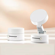 Suport Magnetic Auto pentru Telefon, Flippy, cu Ventuza, Pliabil și Retractabil, Fixare prin Vid și Magnet, Rotativ 360°, Alb