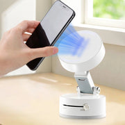 Suport Magnetic Auto pentru Telefon, Flippy, cu Ventuza, Pliabil și Retractabil, Fixare prin Vid și Magnet, Rotativ 360°, Alb