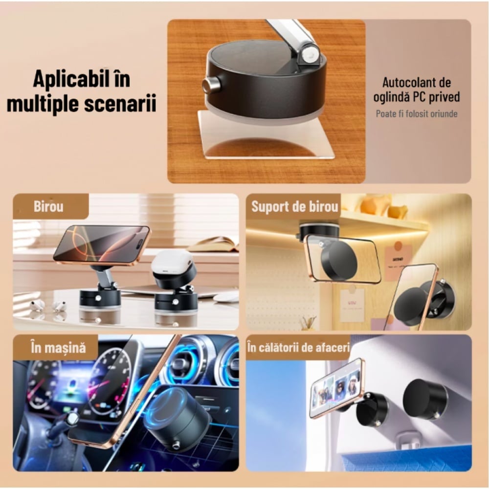 Suport Magnetic Negru cu Ventuza si Brat Reglabil Pentru Volvo-Digital Muresan SRL