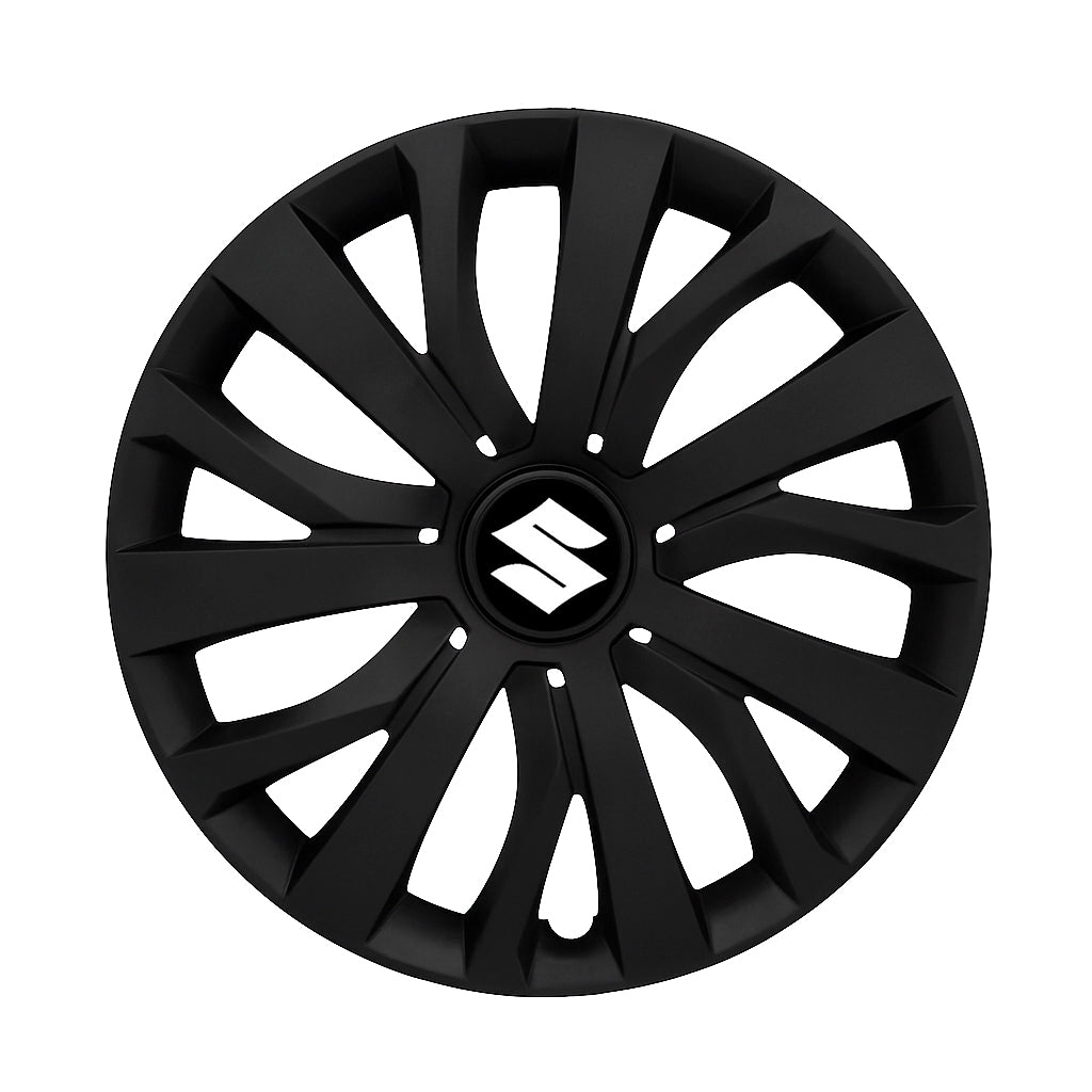 Set 4 capace roti potrivite jantelor de 15 inch compatibile SUZUKI, Model - 345 Black Edition