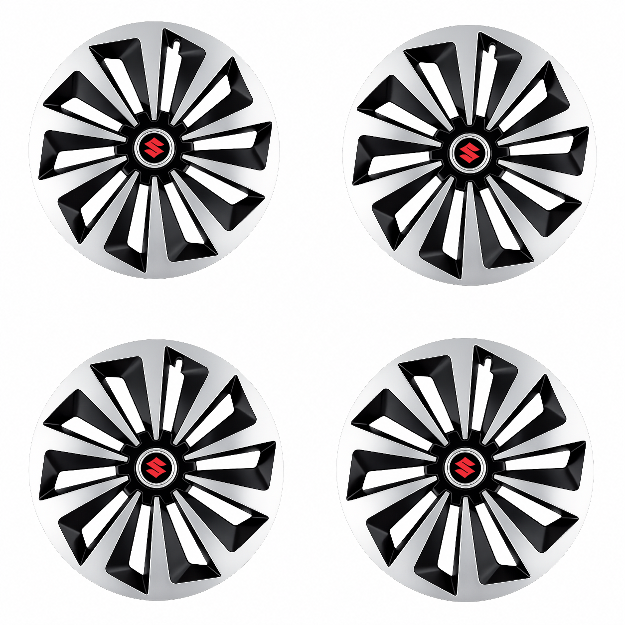 Set 4 capace roti Fox Gri-Negru R15 Compatibil Cu Suzuki