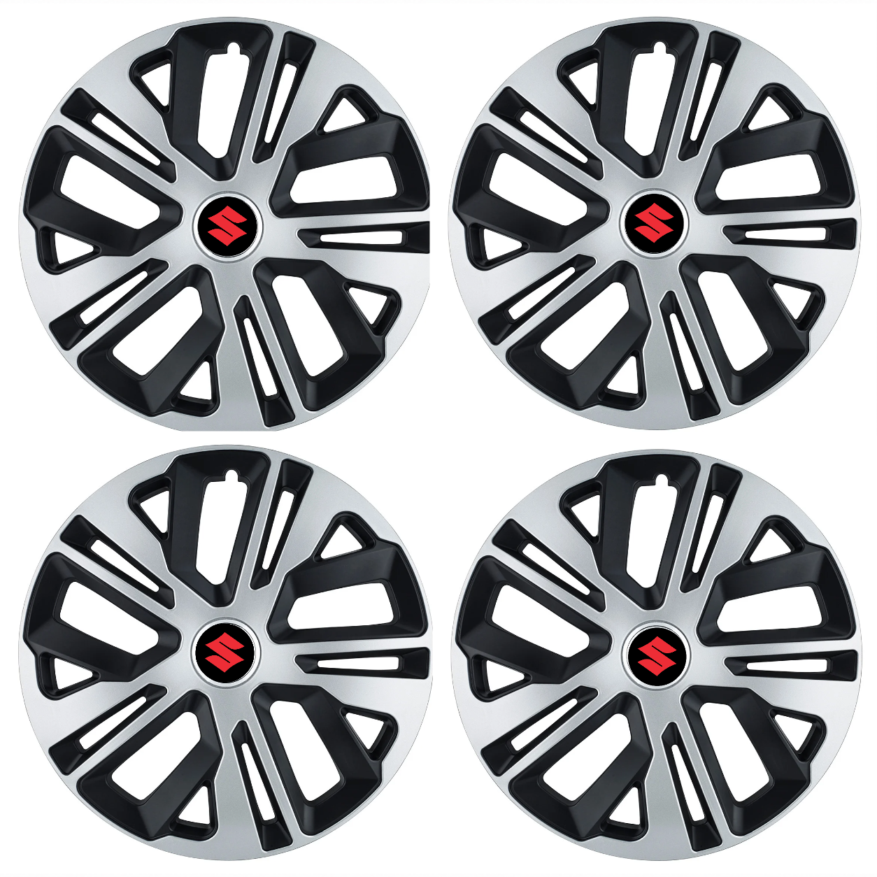 Set 4 Capace Roti, model 15 Inchi (R15) Raven Gri-Negru, Compatibile Cu Suzuki