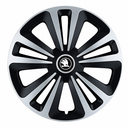 Set 4 Capace Roti Terra Gri-Negru R15, Compatibil Cu Skoda Nou