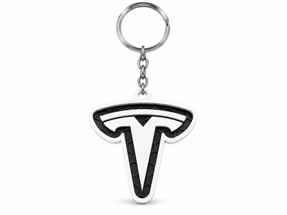 Breloc auto Tesla logo cu lanț și inel