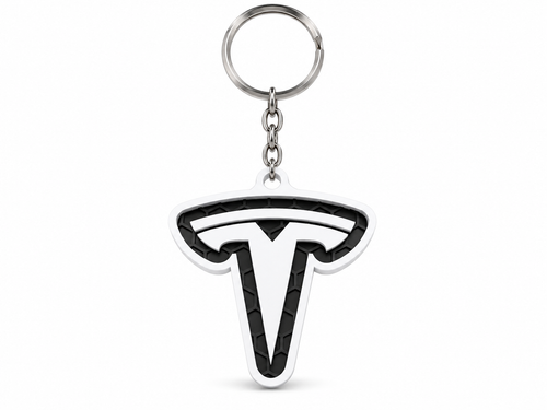 Breloc auto Tesla logo cu lanț și inel