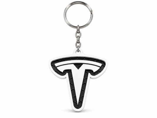Breloc auto Tesla logo cu lanț și inel