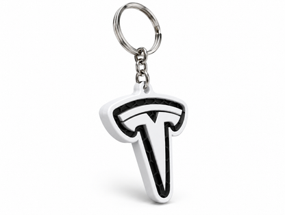 Breloc auto Tesla logo cu lanț și inel