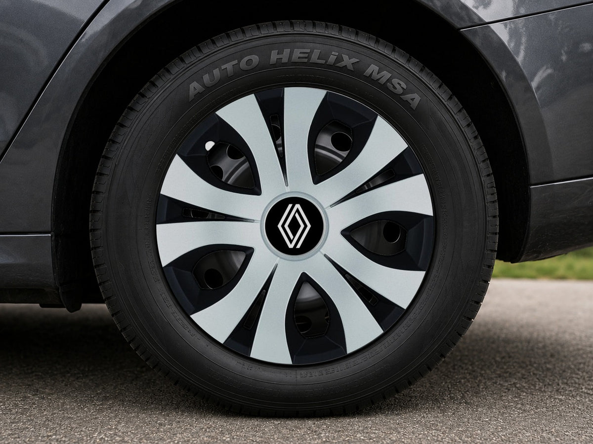 Set 4 Capace Roti Top Gri-Negru R17, Compatibil Cu Renault Nou