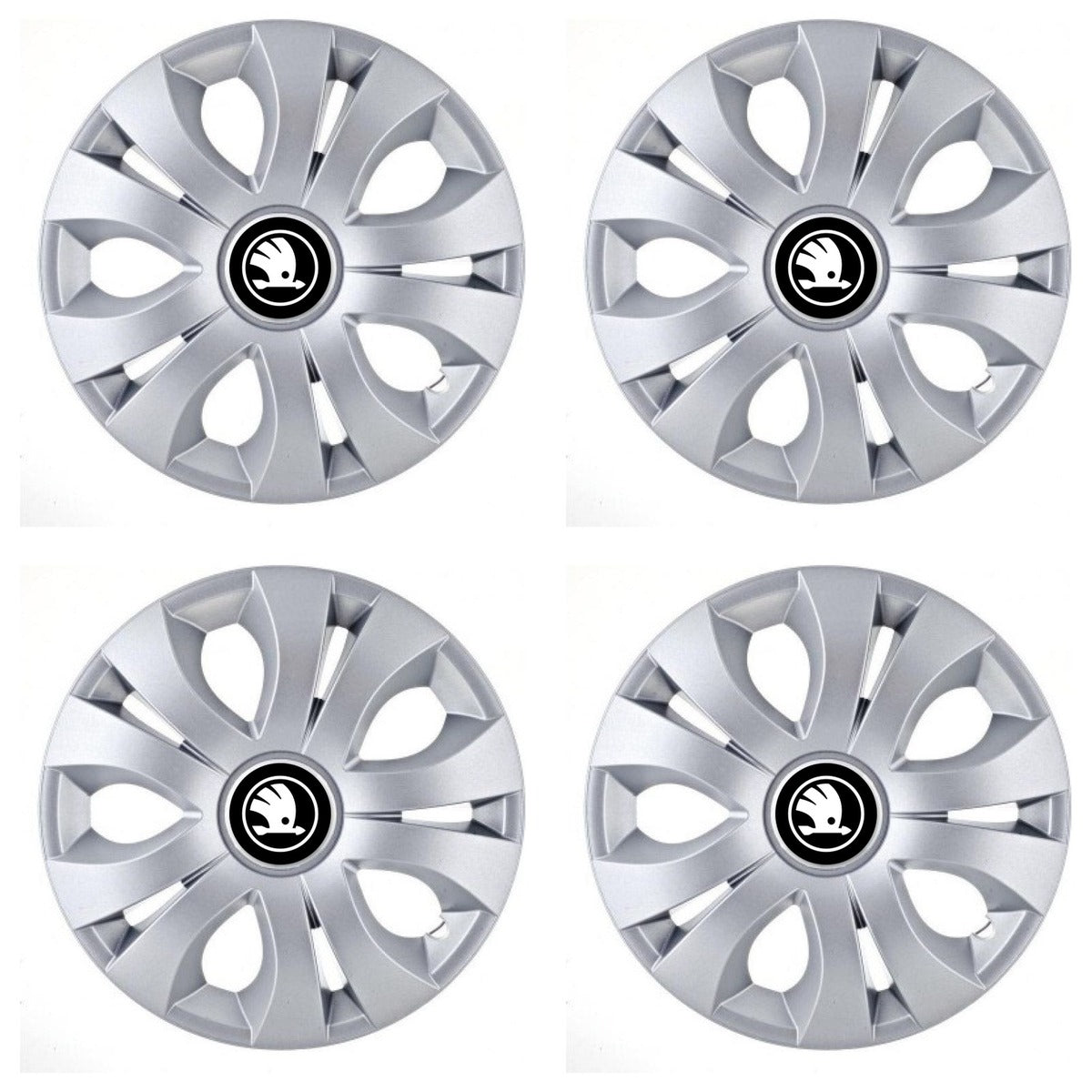 Set 4 Capace Roti 15 inchi (R15), Compatibil Cu Skoda Nou, model Top Gri