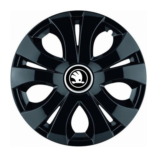 Set 4 Capace Roti Top Negru R15, Compatibil Cu Skoda Nou