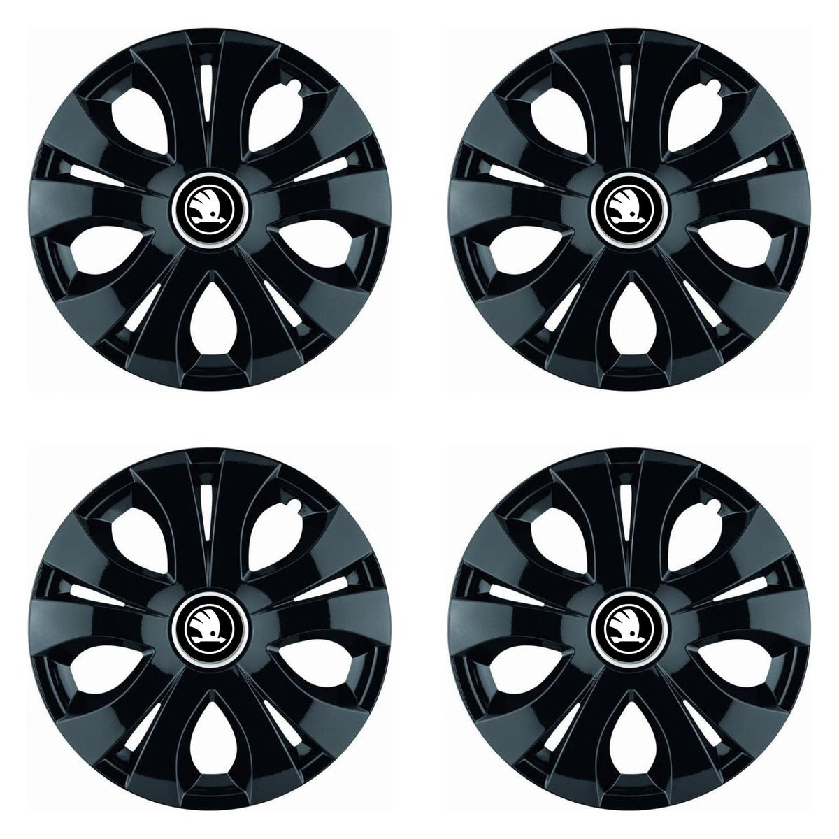 Set 4 Capace Roti Top Negru R15, Compatibil Cu Skoda Nou