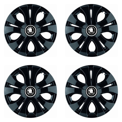 Set 4 Capace Roti Top Negru R16, Compatibil Cu Skoda Nou