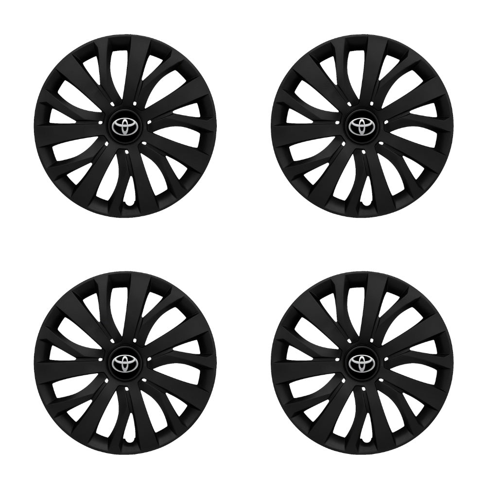 Set 4 capace roti potrivite jantelor de 15 inch compatibile TOYOTA, Model - 345 Black Edition