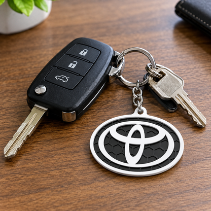 Breloc auto Toyota logo cu lanț și inel