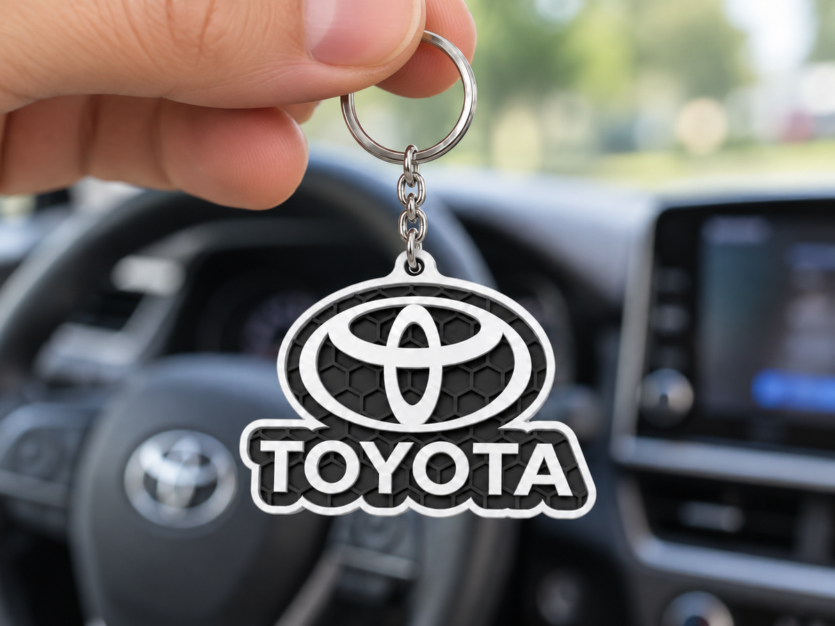 Breloc auto Toyota inscripție cu lanț și inel