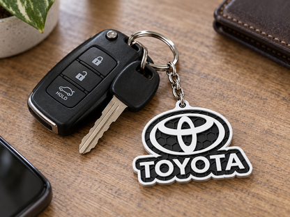 Breloc auto Toyota inscripție cu lanț și inel