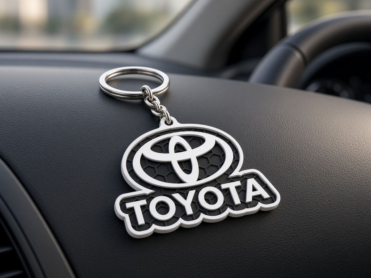 Breloc auto Toyota inscripție cu lanț și inel
