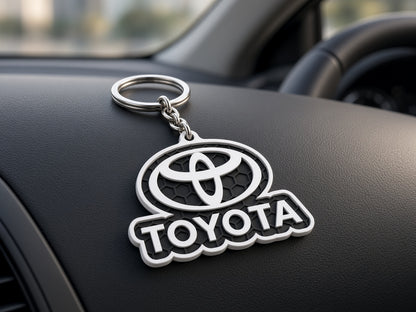 Breloc auto Toyota inscripție cu lanț și inel