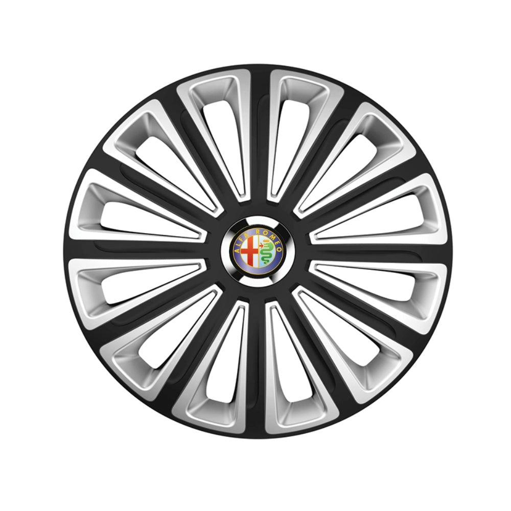 trend Set 4 capace roti Silver/black cu inel cromat Trend R14 pentru gama auto Alfa Romeo Trend Silver-Black