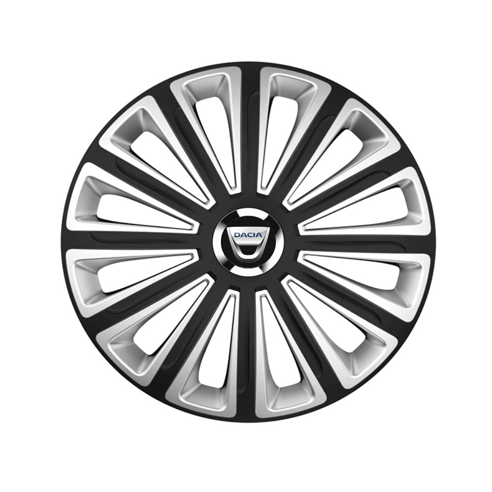 trend Set 4 capace roti Silver/black cu inel cromat Trend R15 pentru gama auto Dacia Trend Silver-Black