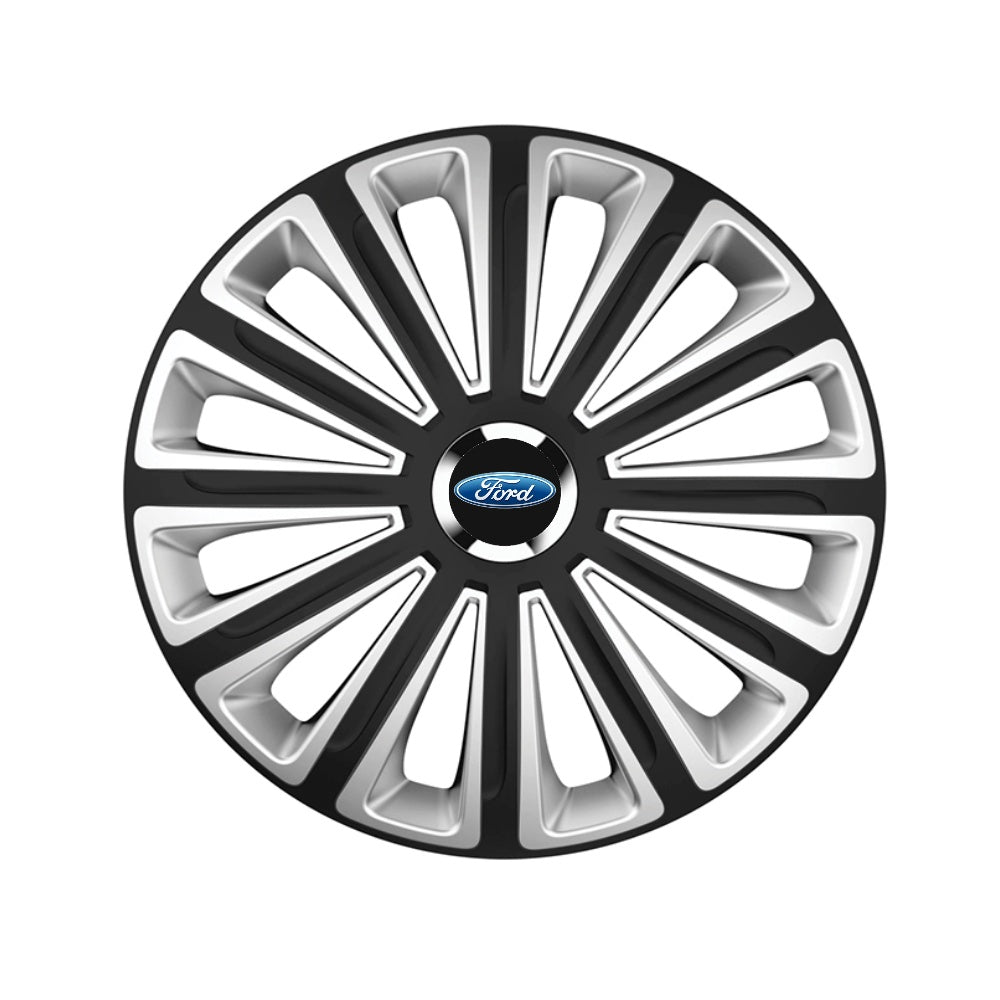 trend Set 4 capace roti Silver/black cu inel cromat Trend R16 pentru gama auto Ford Trend Silver-Black
