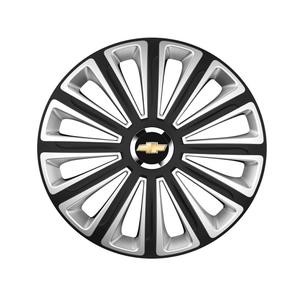 trend Set 4 capace roti Silver/black cu inel cromat Trend R16 pentru gama auto Chevrolet Trend Silver-Black