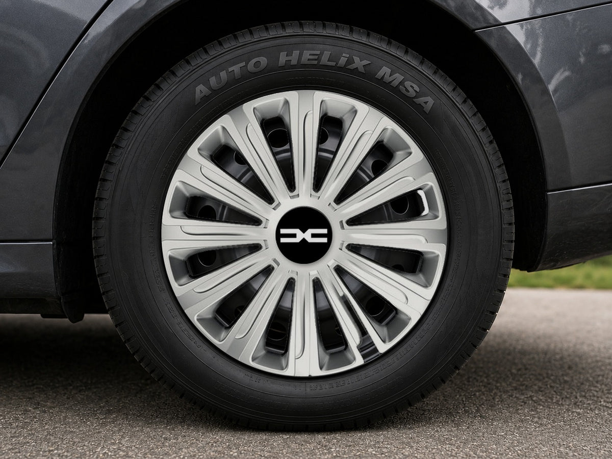 Set 4 capace roti Cu Inel Cromat Trend R15 Compatibil Cu Dacia Nou