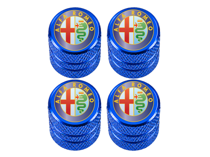 Set 4 Capacele Ventil Auto din Aluminiu cu Sigla Alfa Romeo - Albastru