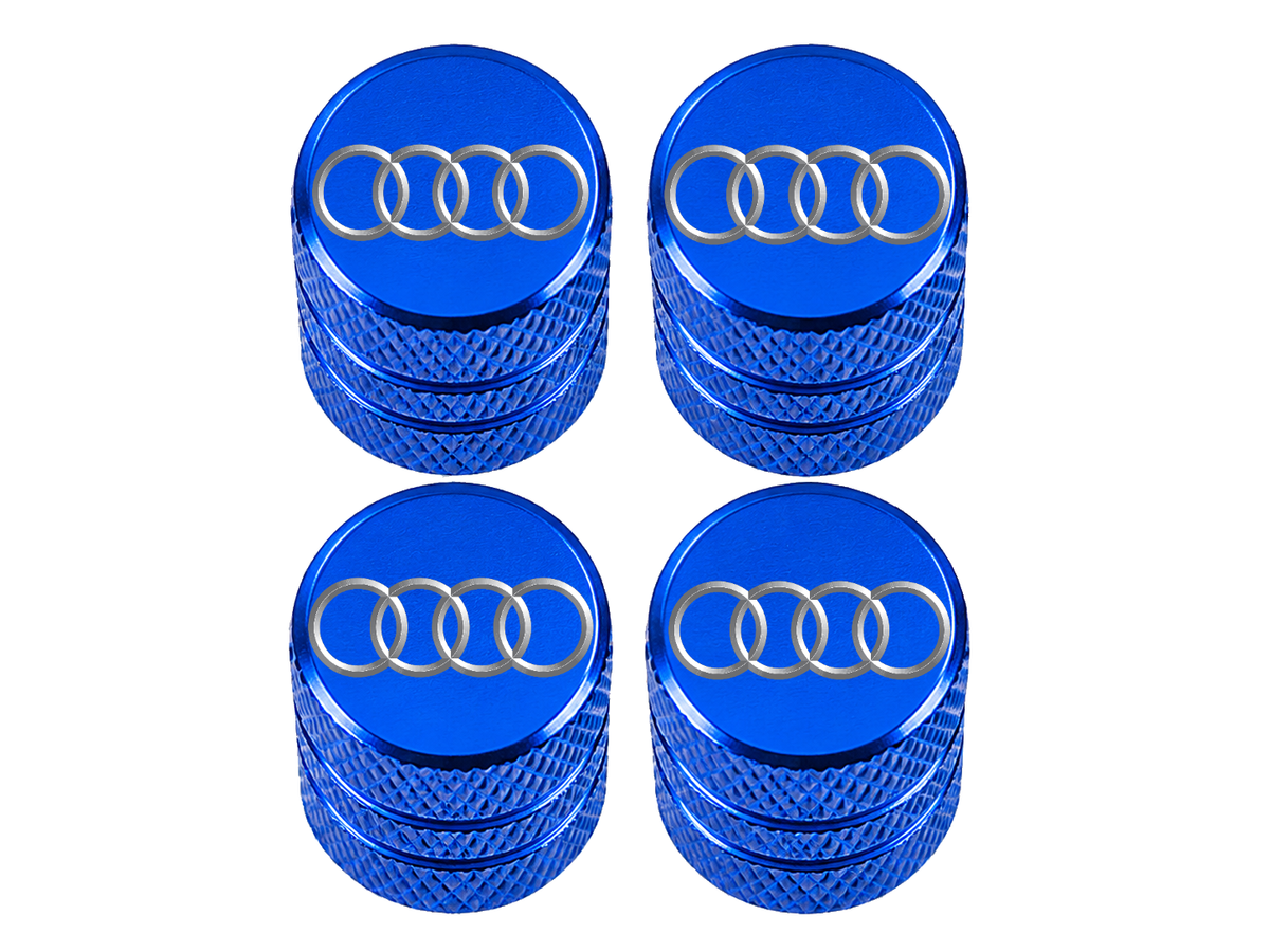 Set 4 Capacele Ventil Auto din Aluminiu cu Sigla Audi - Albastru