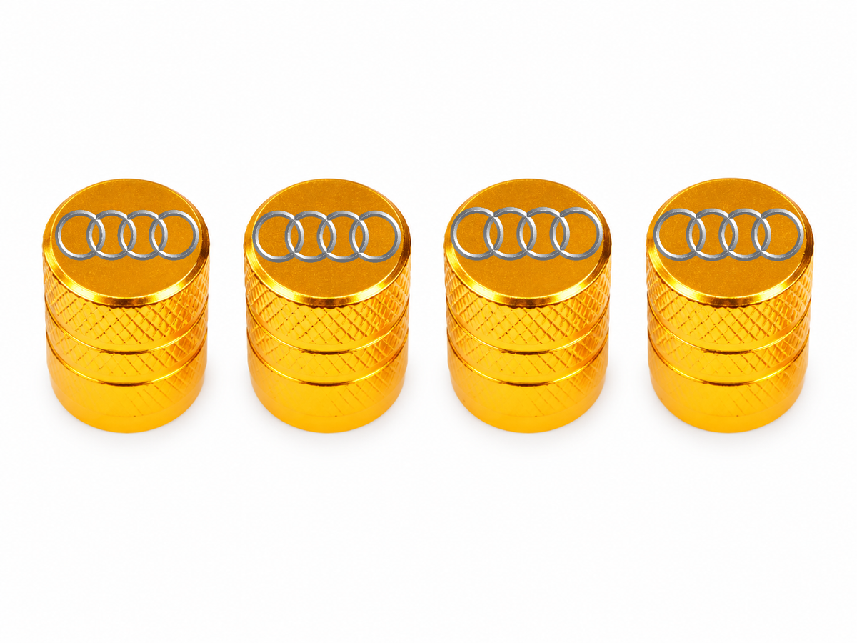 Set 4 Capacele Ventil Auto din Aluminiu cu Sigla Audi - Gold