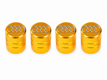 Set 4 Capacele Ventil Auto din Aluminiu cu Sigla Audi - Gold