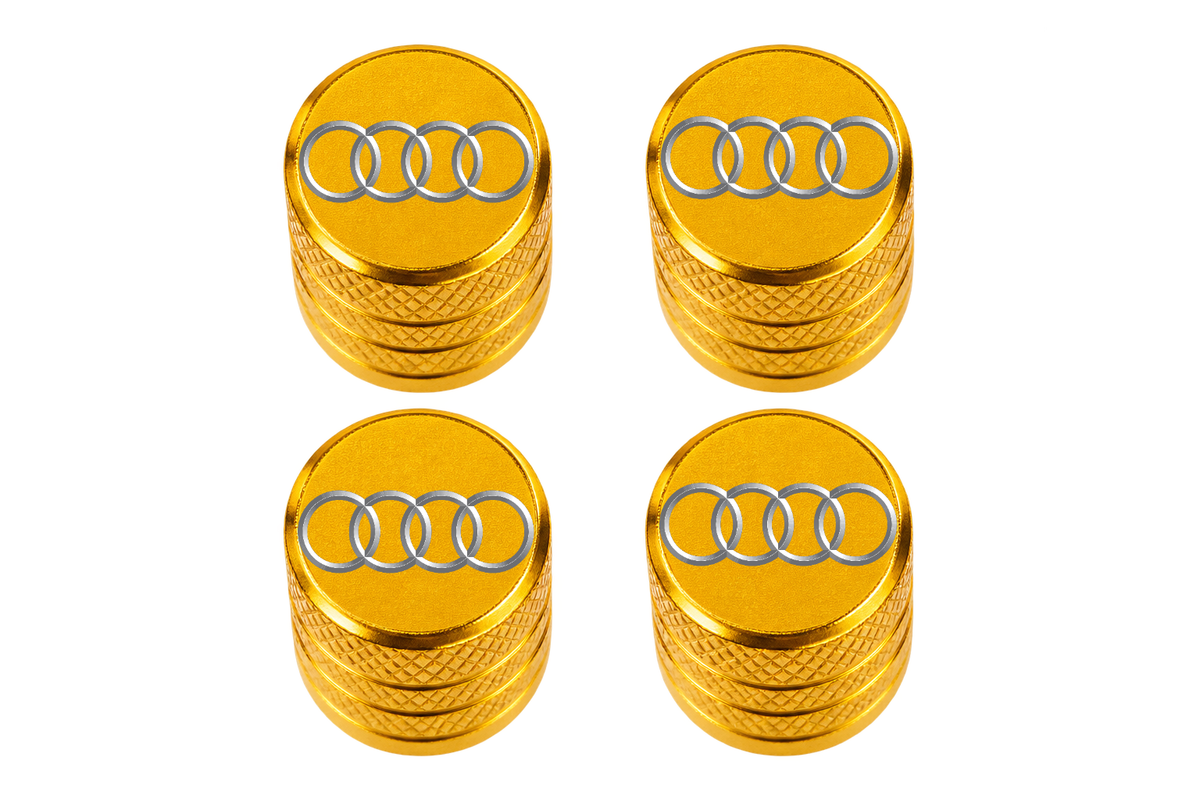 Set 4 Capacele Ventil Auto din Aluminiu cu Sigla Audi - Gold