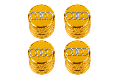 Set 4 Capacele Ventil Auto din Aluminiu cu Sigla Audi - Gold