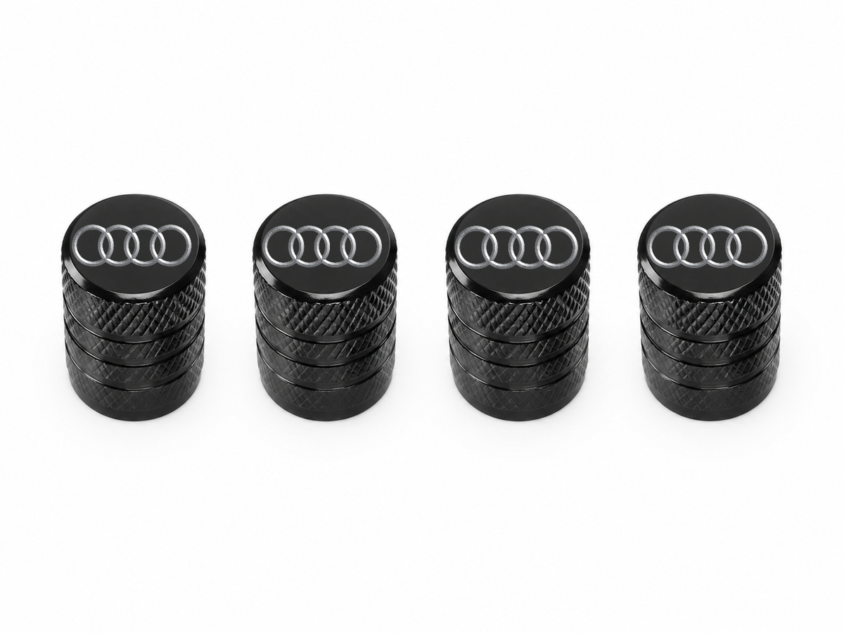 Set 4 Capacele Ventil Auto din Aluminiu cu Sigla Audi - Negru