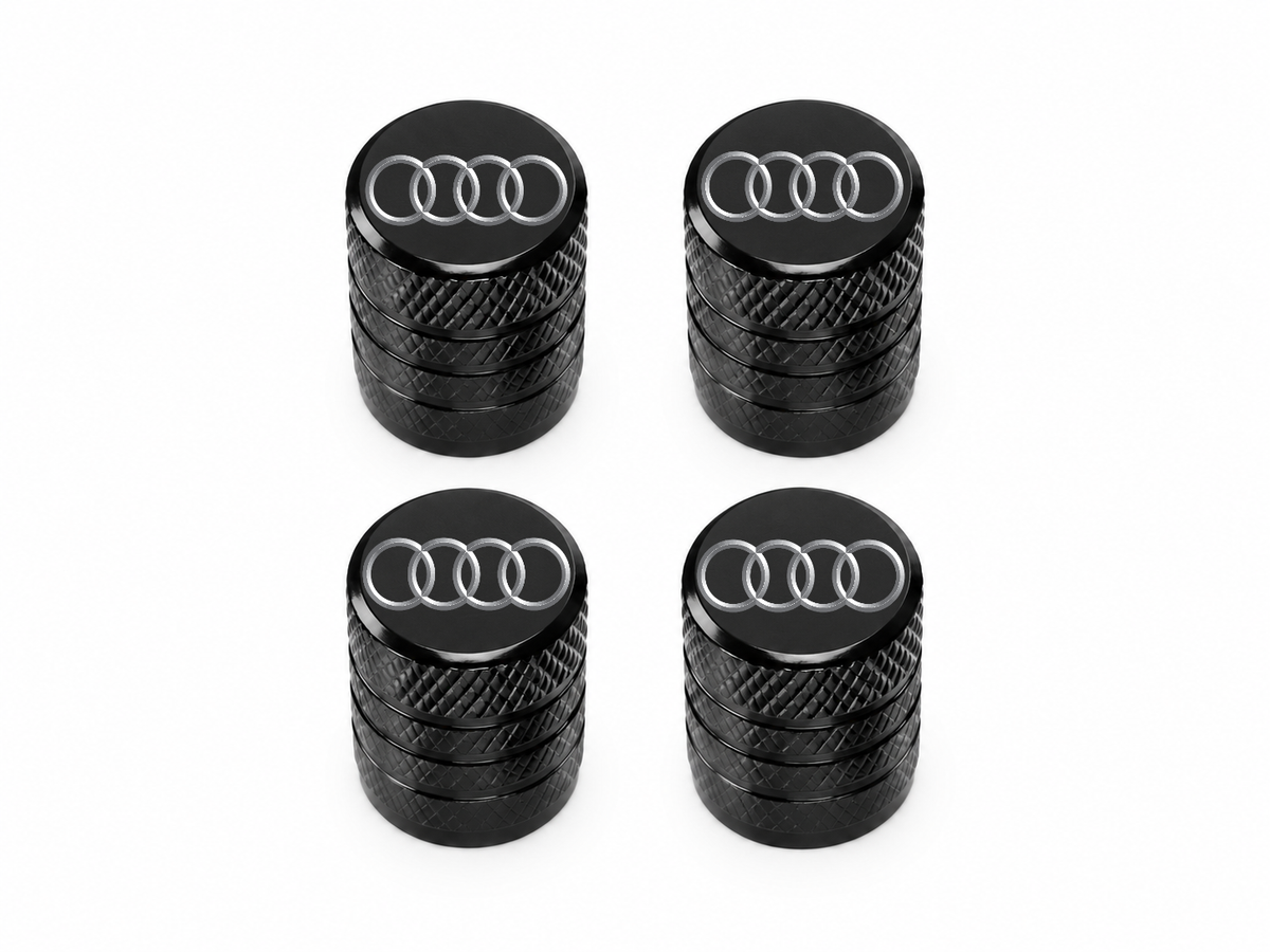 Set 4 Capacele Ventil Auto din Aluminiu cu Sigla Audi - Negru