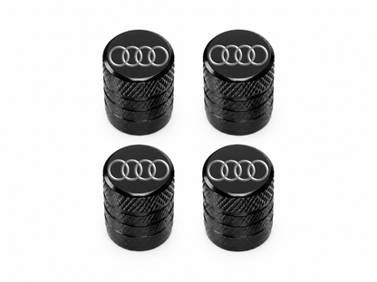 Set 4 Capacele Ventil Auto din Aluminiu cu Sigla Audi - Negru