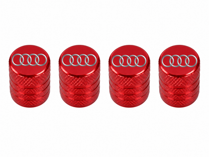 Set 4 Capacele Ventil Auto din Aluminiu cu Sigla Audi - Rosu