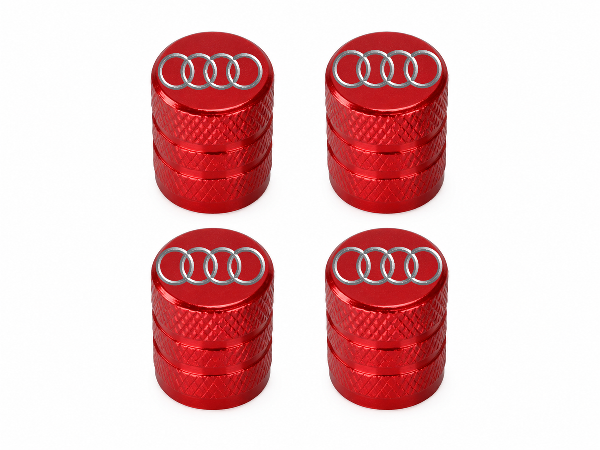 Set 4 Capacele Ventil Auto din Aluminiu cu Sigla Audi - Rosu