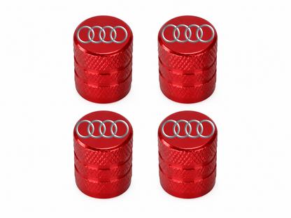Set 4 Capacele Ventil Auto din Aluminiu cu Sigla Audi - Rosu