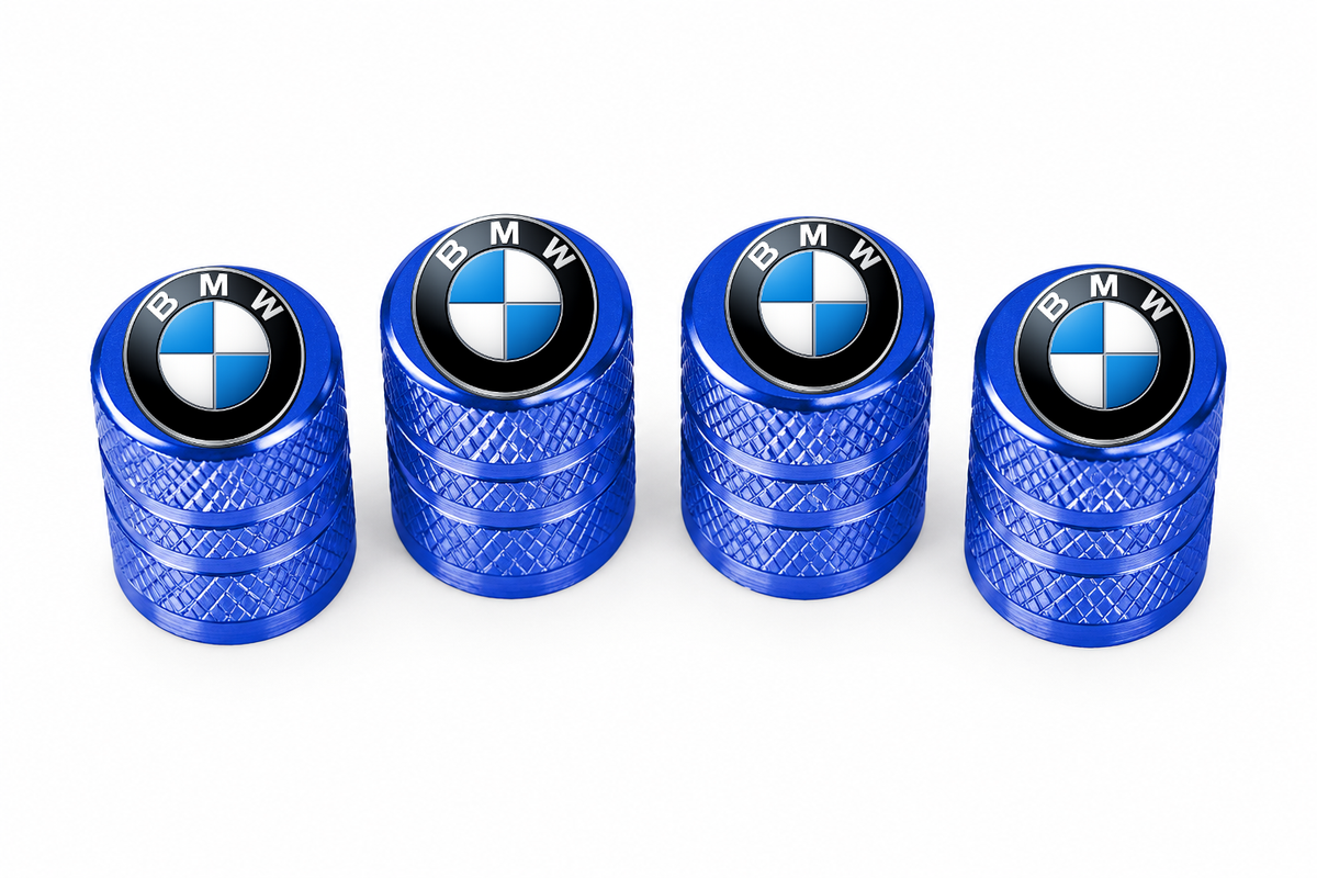 Set 4 Capacele Ventil Auto din Aluminiu cu Sigla BMW - Albastru