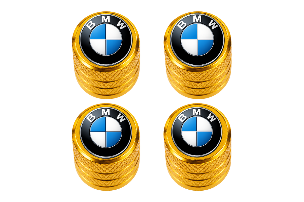 Set 4 Capacele Ventil Auto din Aluminiu cu Sigla BMW - Gold