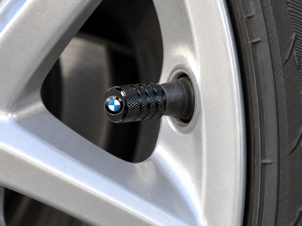 Set 4 Capacele Ventil Auto din Aluminiu cu Sigla BMW - Negru