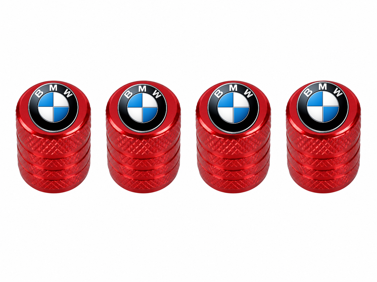 Set 4 Capacele Ventil Auto din Aluminiu cu Sigla BMW - Rosu