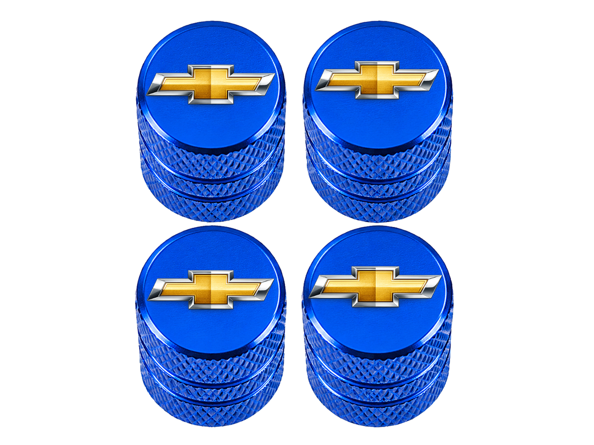 Set 4 Capacele Ventil Auto din Aluminiu cu Sigla Chevrolet - Albastru