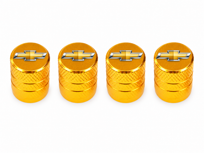 Set 4 Capacele Ventil Auto din Aluminiu cu Sigla Chevrolet - Gold