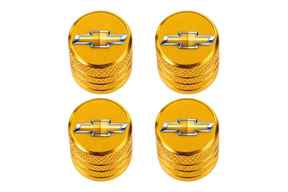 Set 4 Capacele Ventil Auto din Aluminiu cu Sigla Chevrolet - Gold