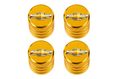 Set 4 Capacele Ventil Auto din Aluminiu cu Sigla Chevrolet - Gold
