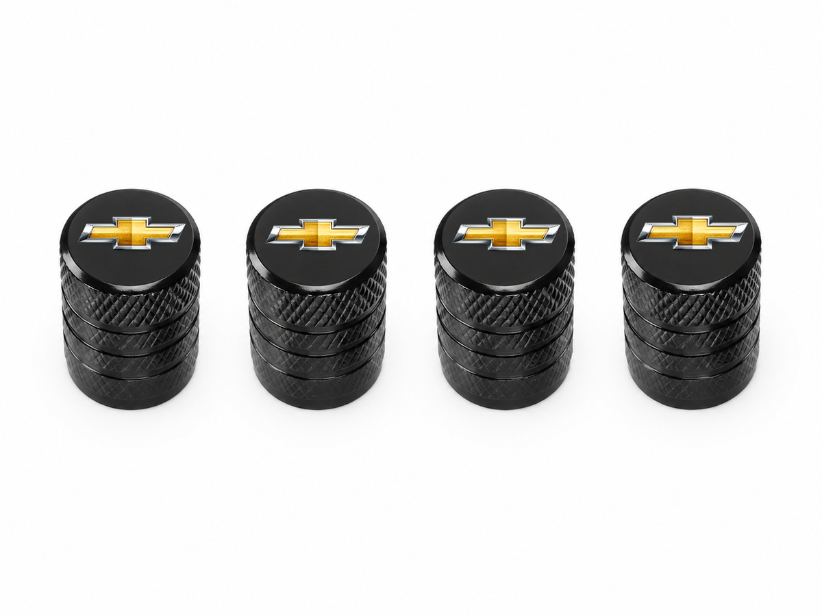 Set 4 Capacele Ventil Auto din Aluminiu cu Sigla Chevrolet - Negru