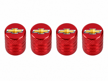 Set 4 Capacele Ventil Auto din Aluminiu cu Sigla Chevrolet - Rosu