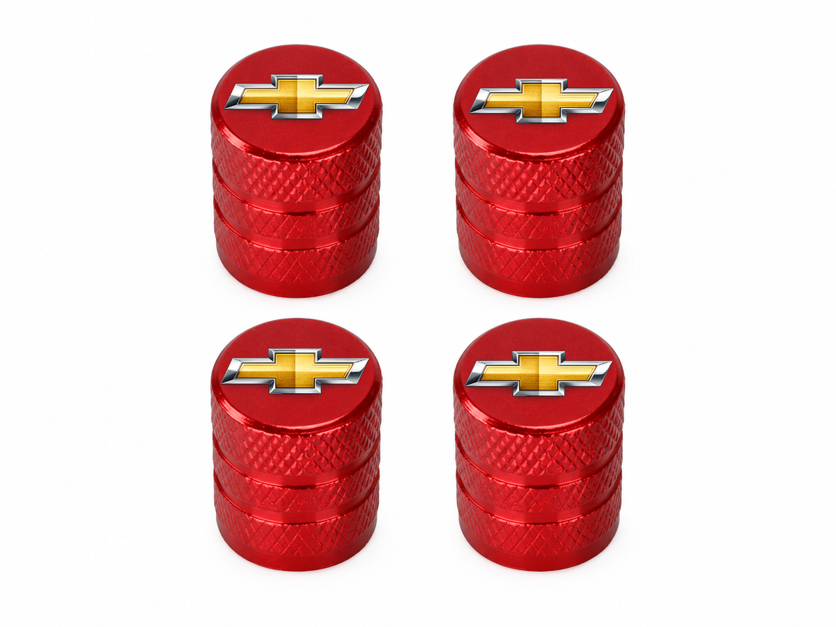 Set 4 Capacele Ventil Auto din Aluminiu cu Sigla Chevrolet - Rosu
